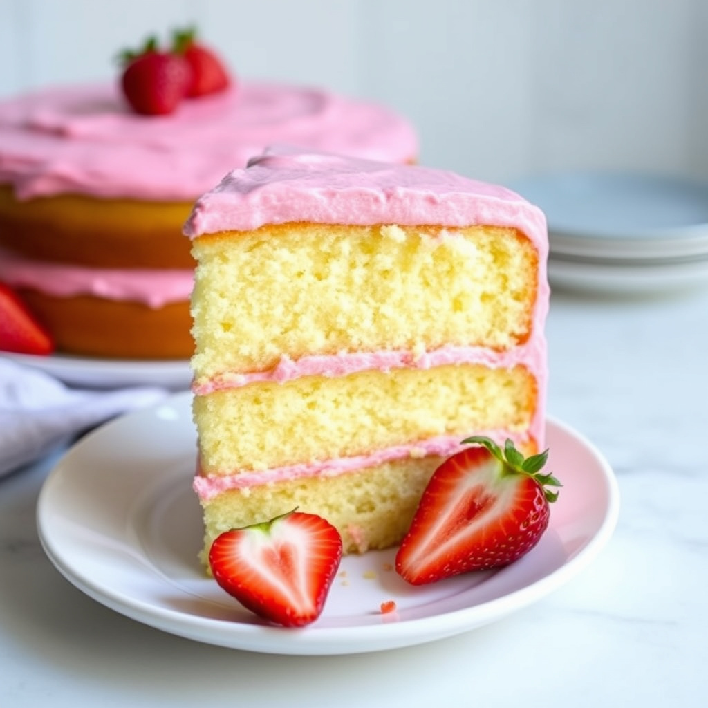 Sitronchiffonkake med jordbærfrosting
