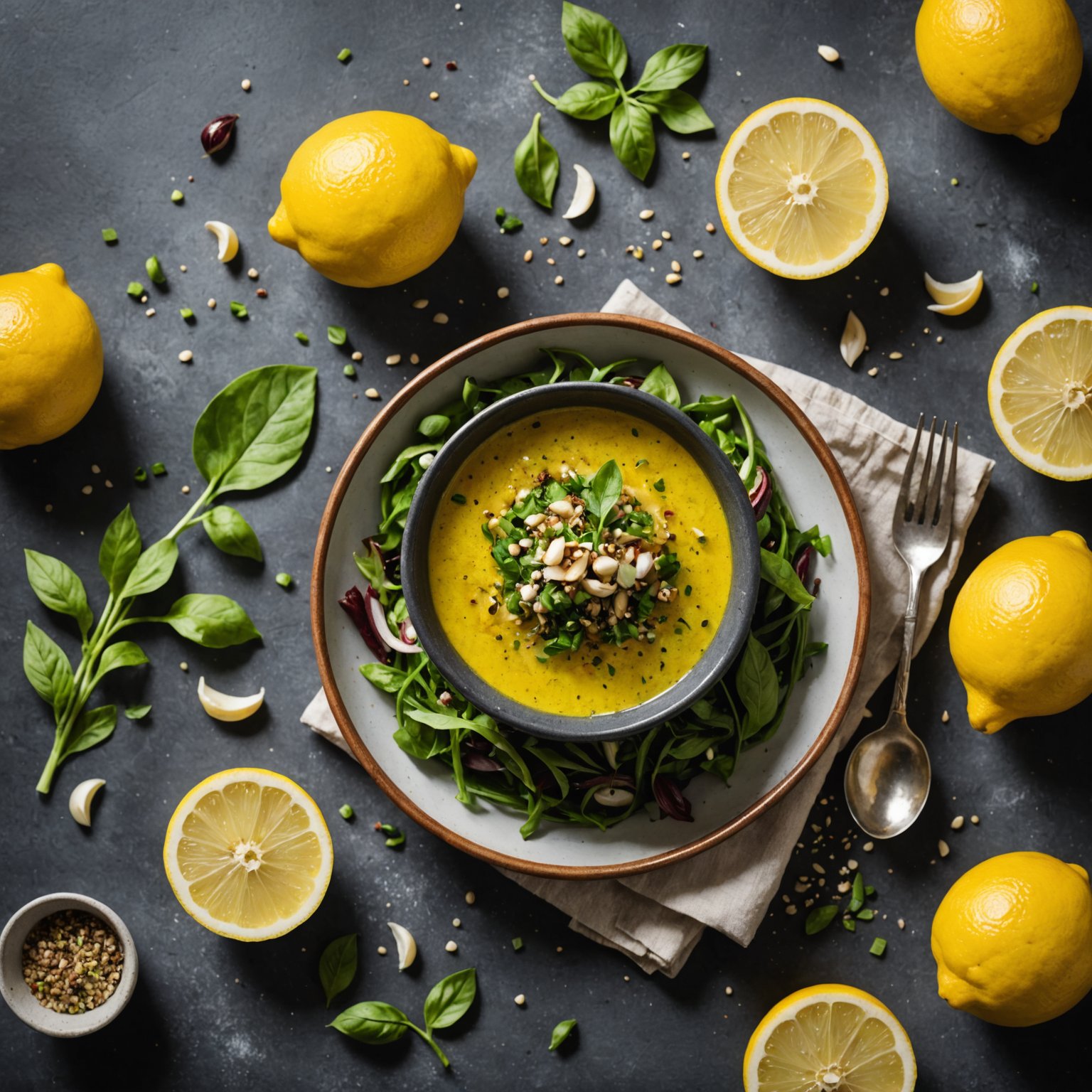 Sitronpepper- og hvitløksvinaigrette