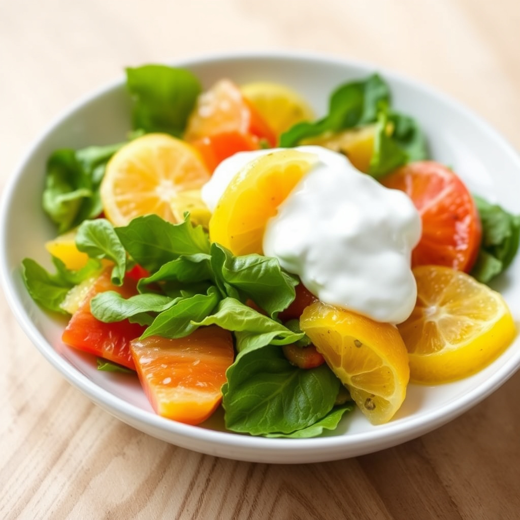 Frisk sitrussalat med ingefær-yoghurt