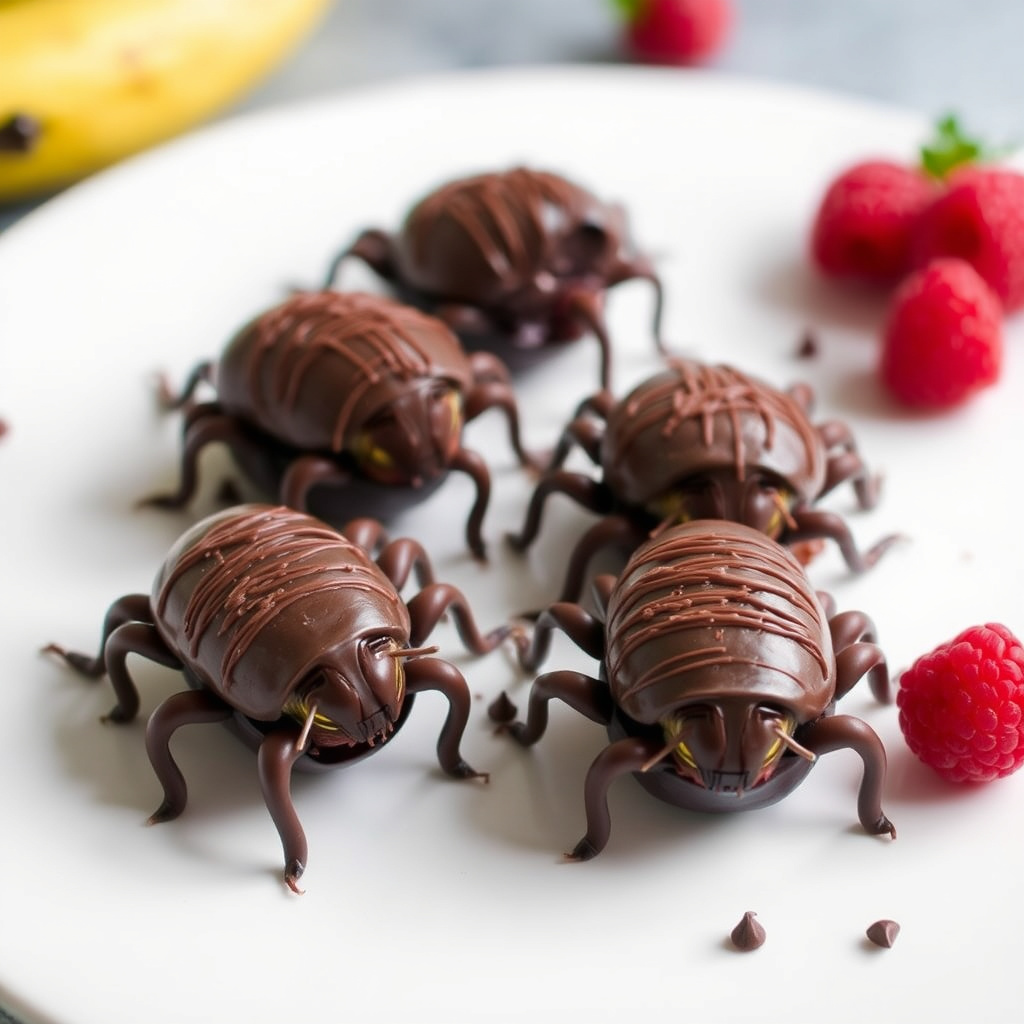 Sjokolade, banan, bringebær "kakerlakker"