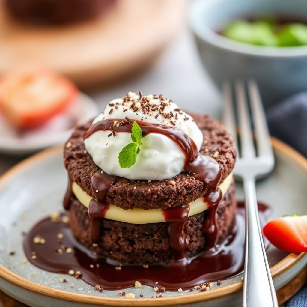 Sjokolade Cornpone med varm meksikansk sjokoladesaus
