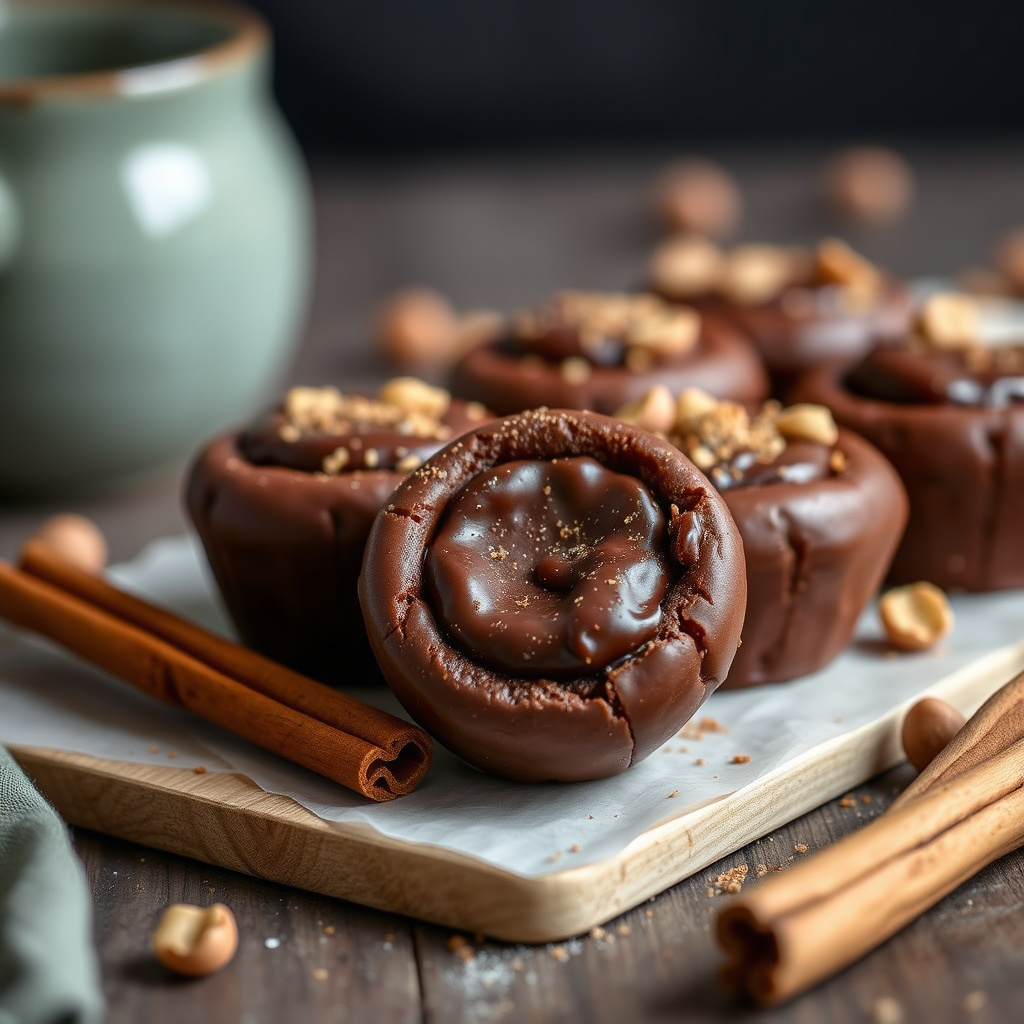 Sjokolade-, kanel- og hasselnøtt-trykkmerker