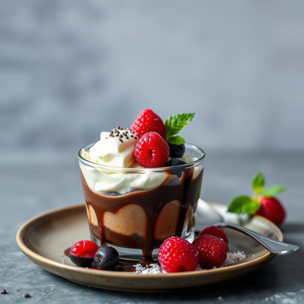 Sjokolade- og bringebærsundaer