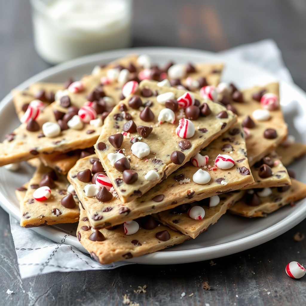 Sjokolade- og peppermyntekjeksbark