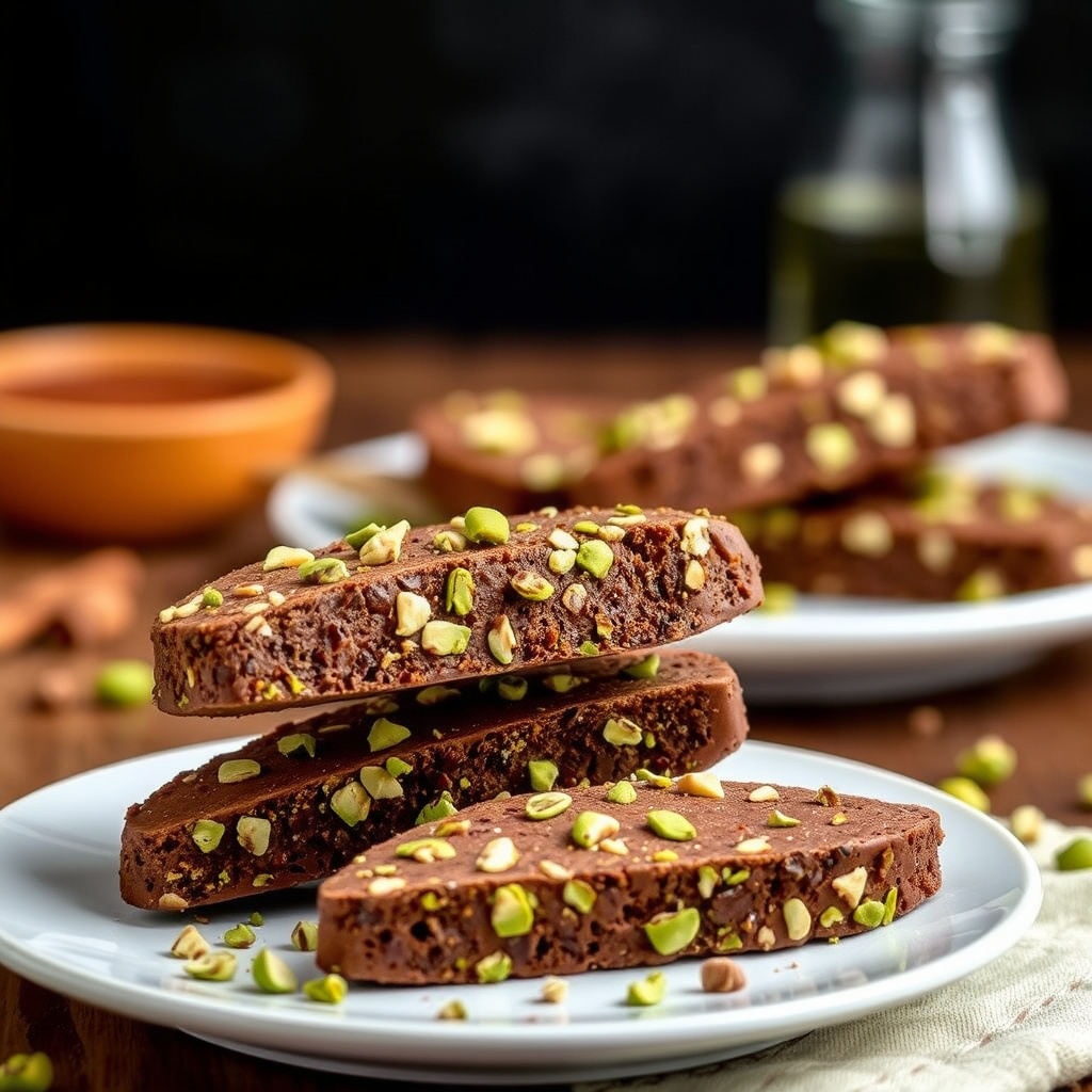 Sjokolade- og pistasj-biscotti