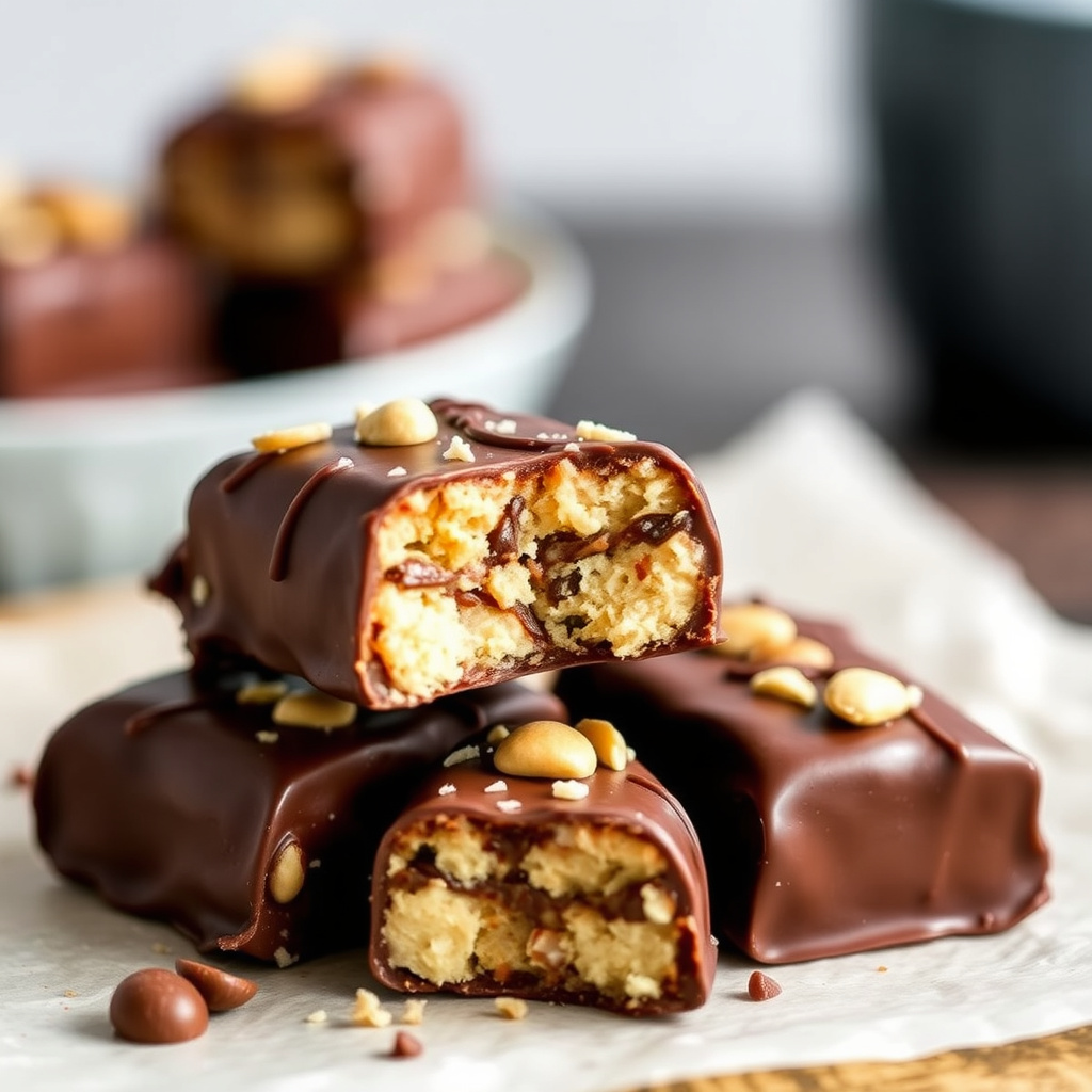 Sjokoladebelagt peanøttkaramellbar