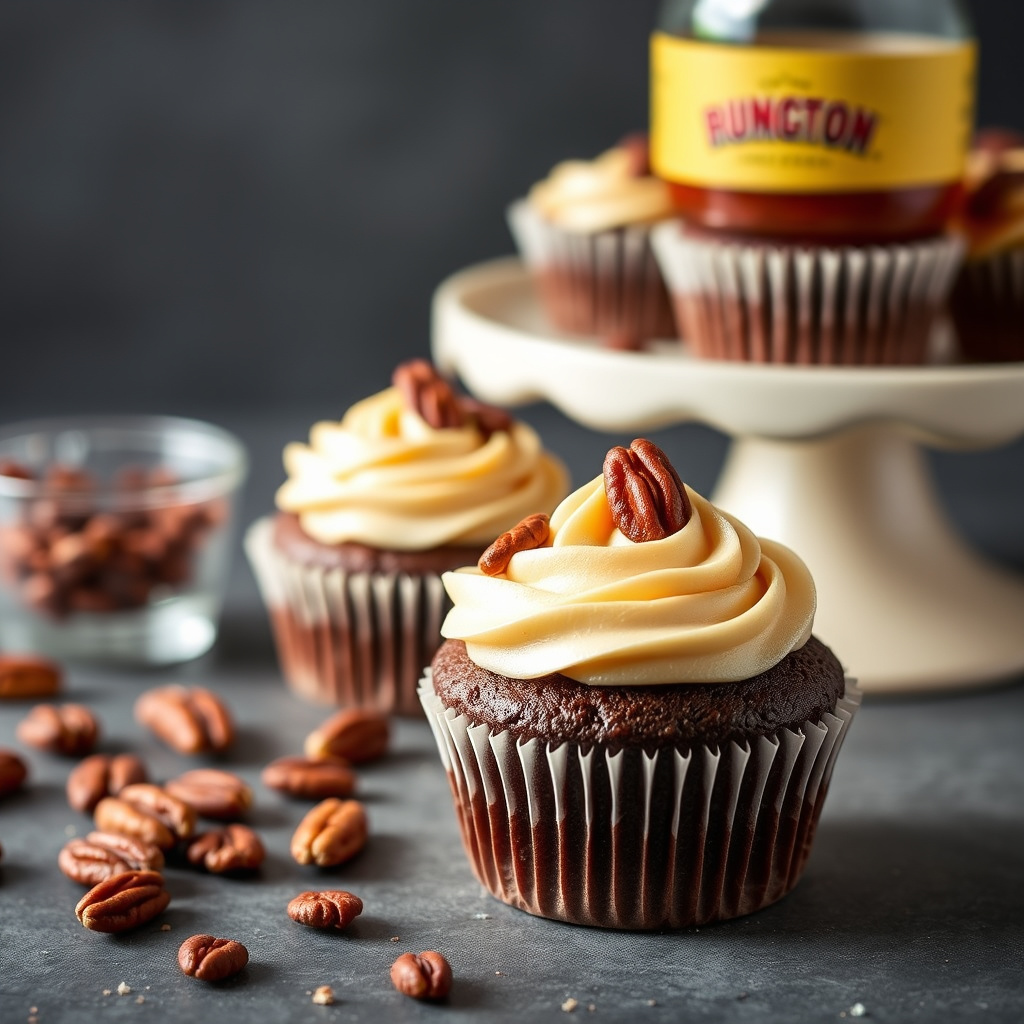Sjokoladebourbon-pekannøttcupcakes