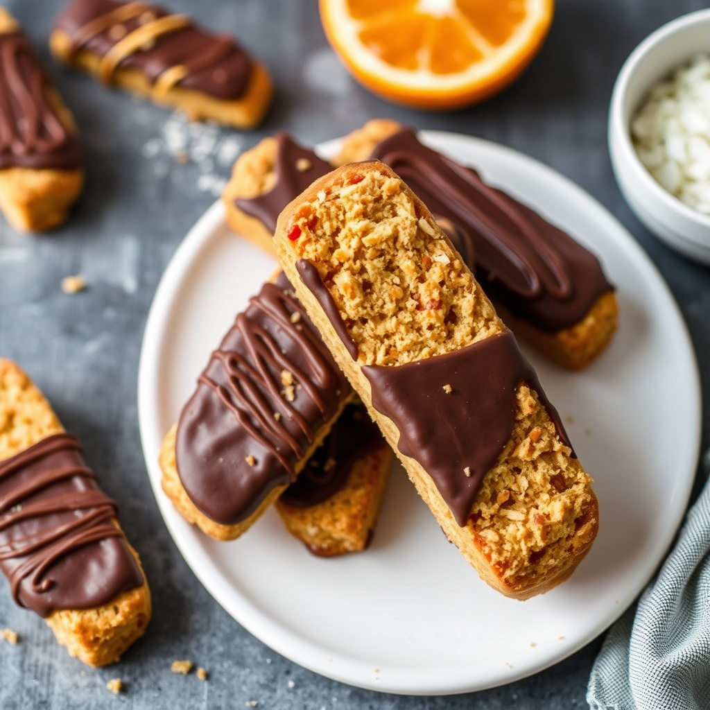 Sjokoladetrekkede appelsinbiscotti