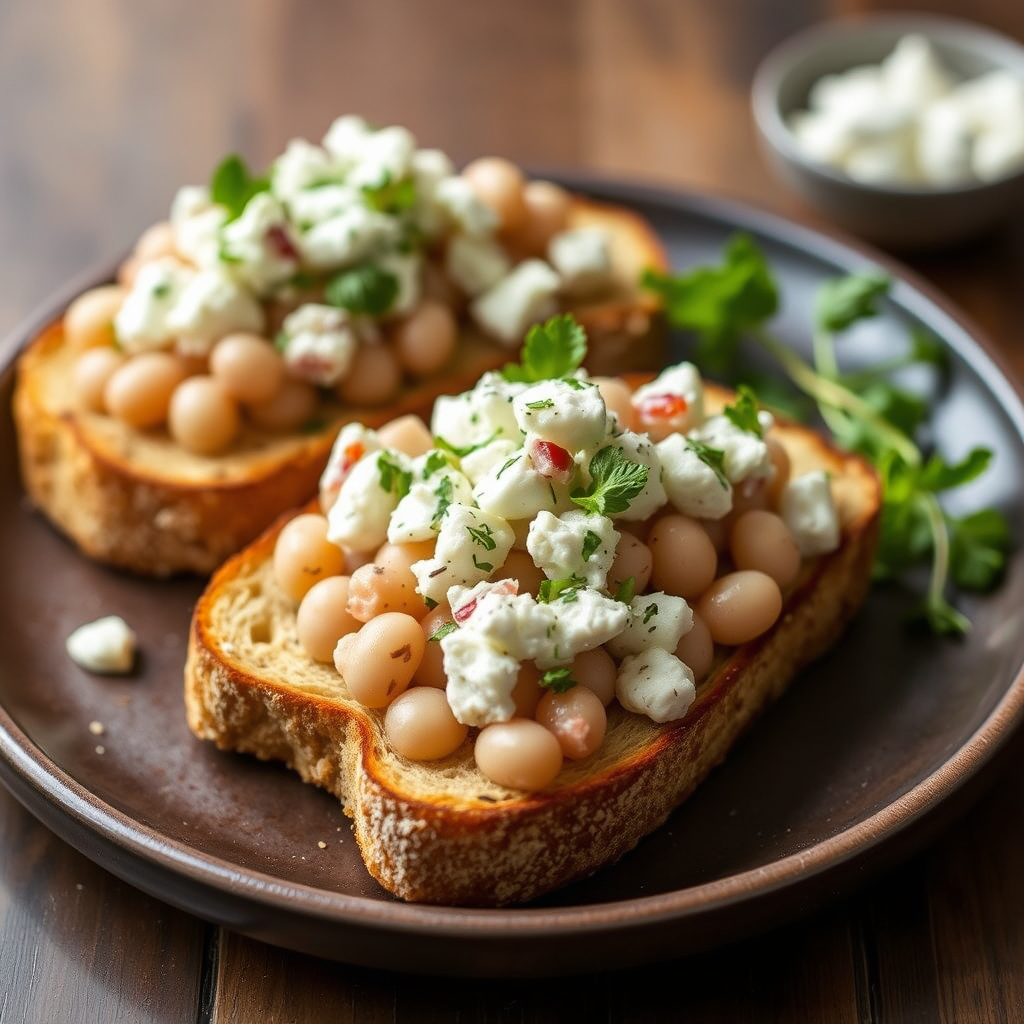 Skåler med hvite bønner og ricotta salata