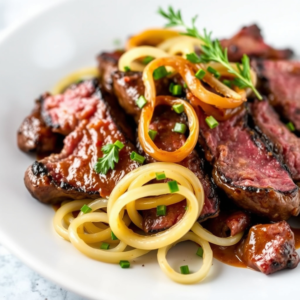 Skirtestek med cipollini-løk