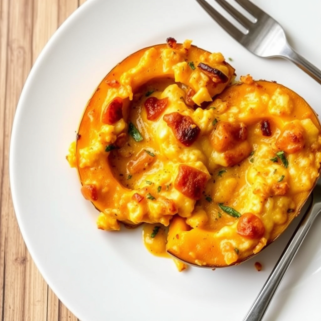 Gratinert butternutgresskar med ost og timian