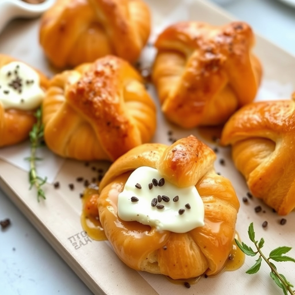 Smeltet Brie og aprikos-petite croissanter