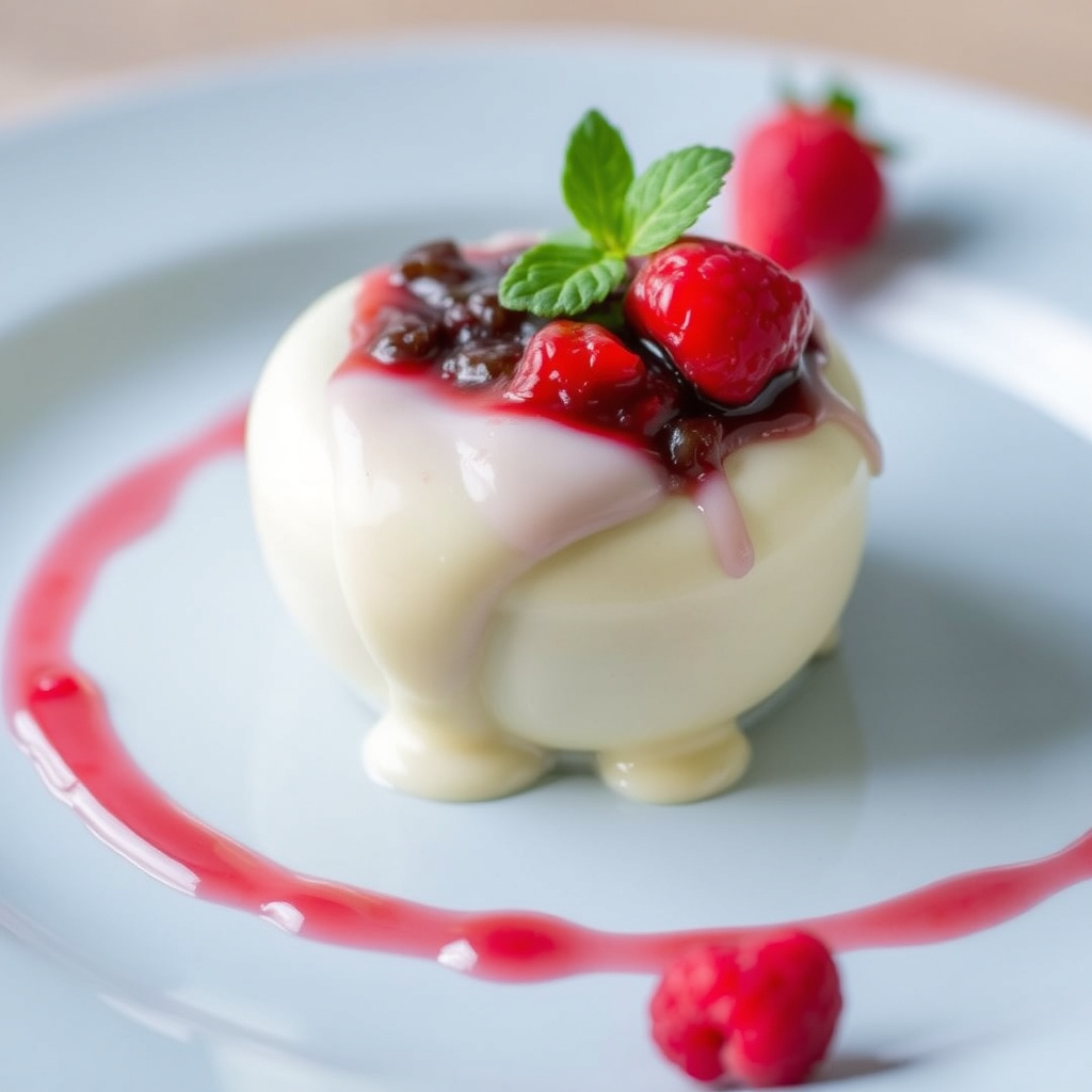 Hvit sjokoladesaus med bærkompott