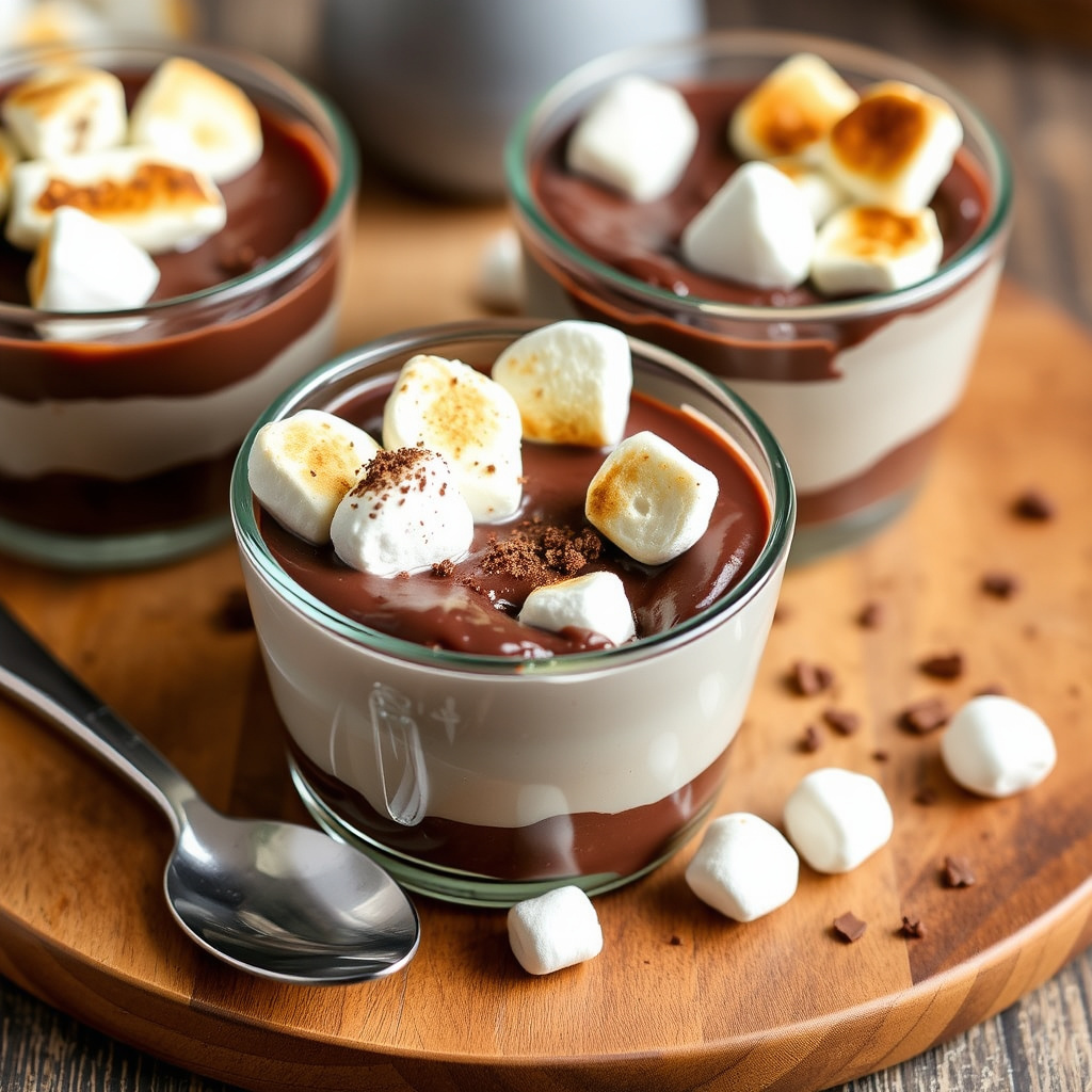 S'mores med mørk sjokoladepudding