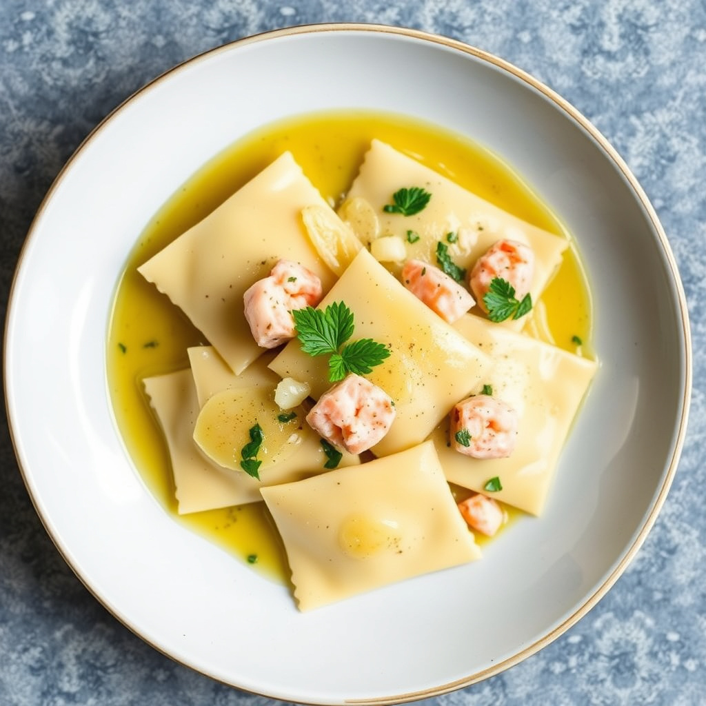 Smørkokte hummer ravioli