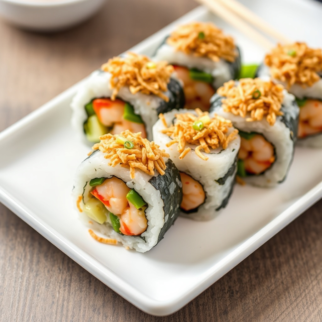 Soba- og reker-tempuraruller med nori