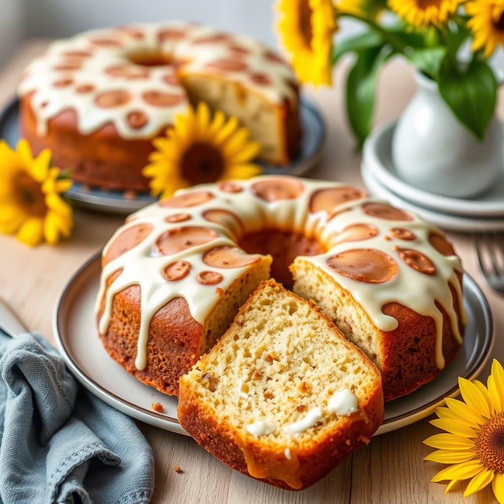 Solsikkekake med sjokolade og vaniljekrem