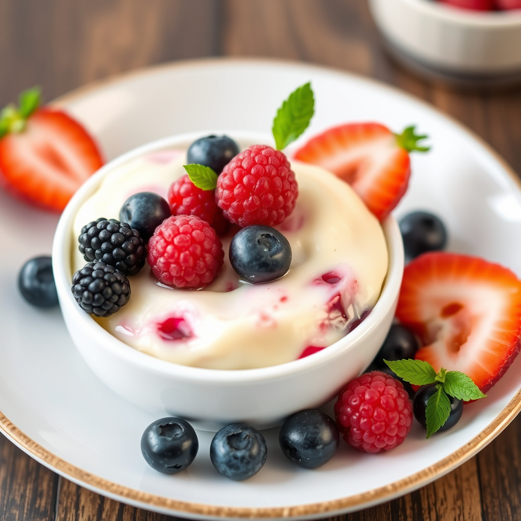Sommerpudding med blåbær og bringebær