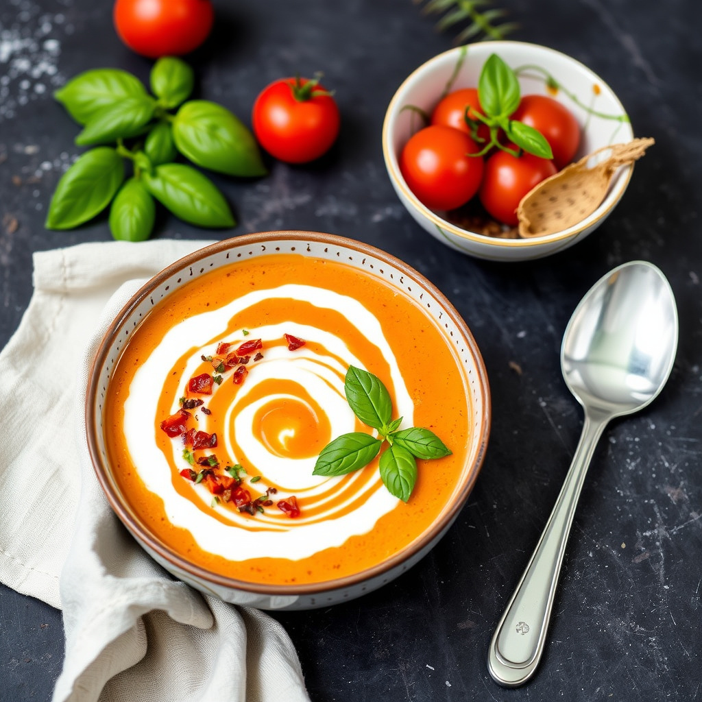 Sommeryoghurtsuppe med tomat og basilikum