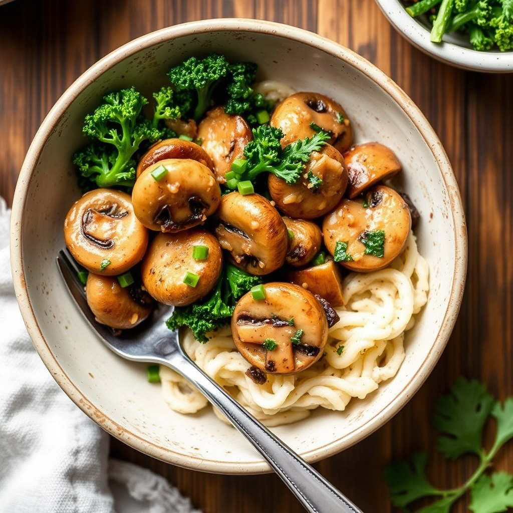 Sopp og grønnkål i kremet Marsalasaus