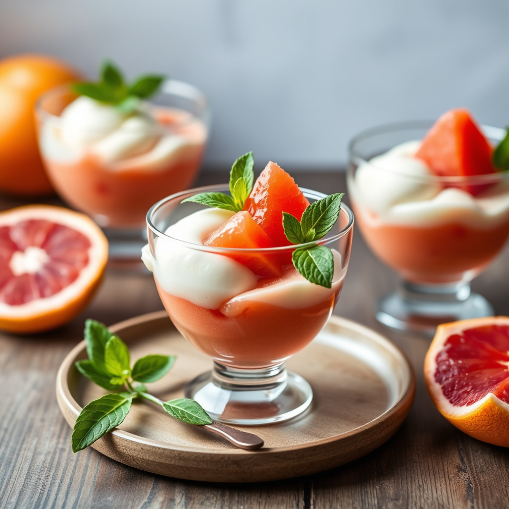 Sorbet i grapefruktboller