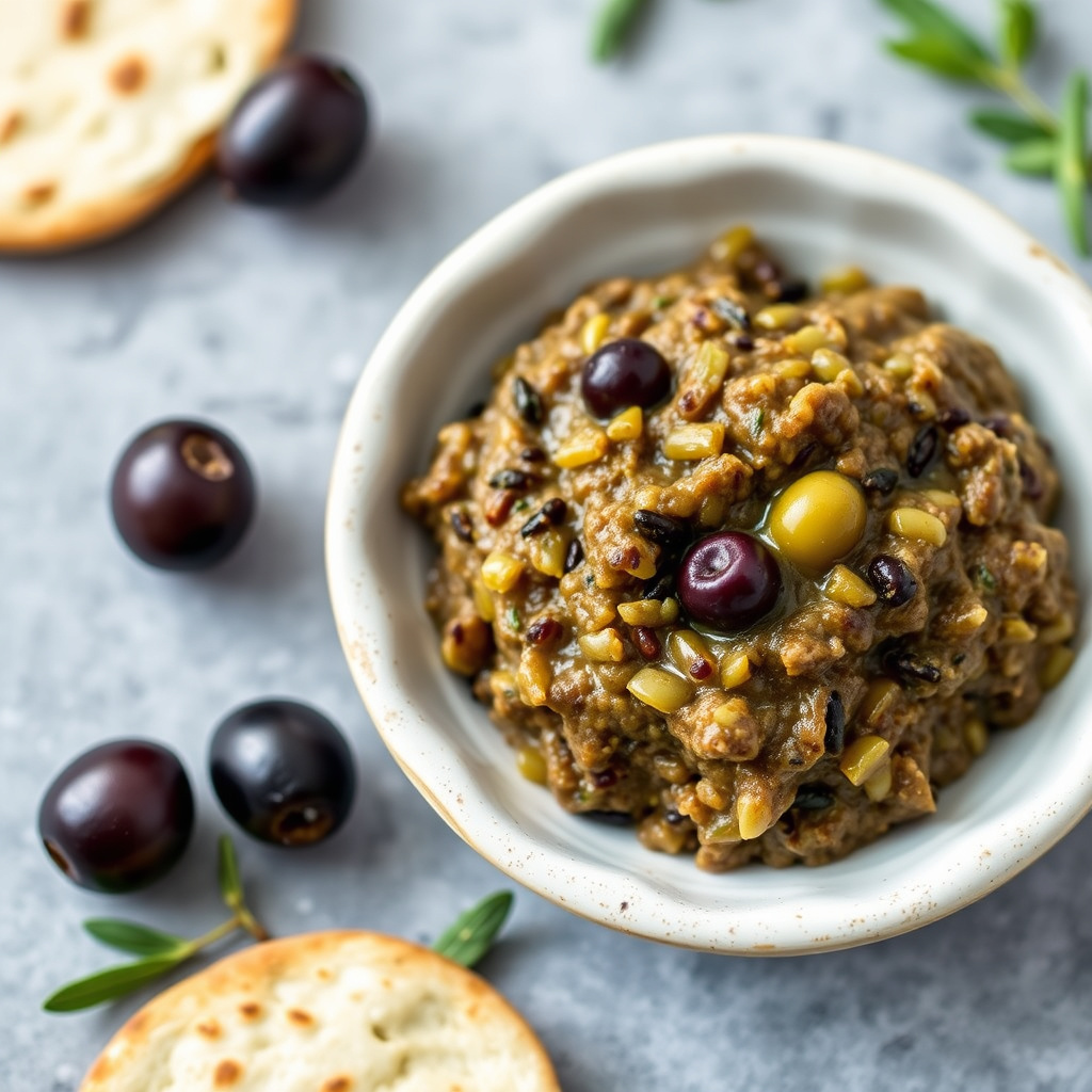 Sort og grønn oliventapenade