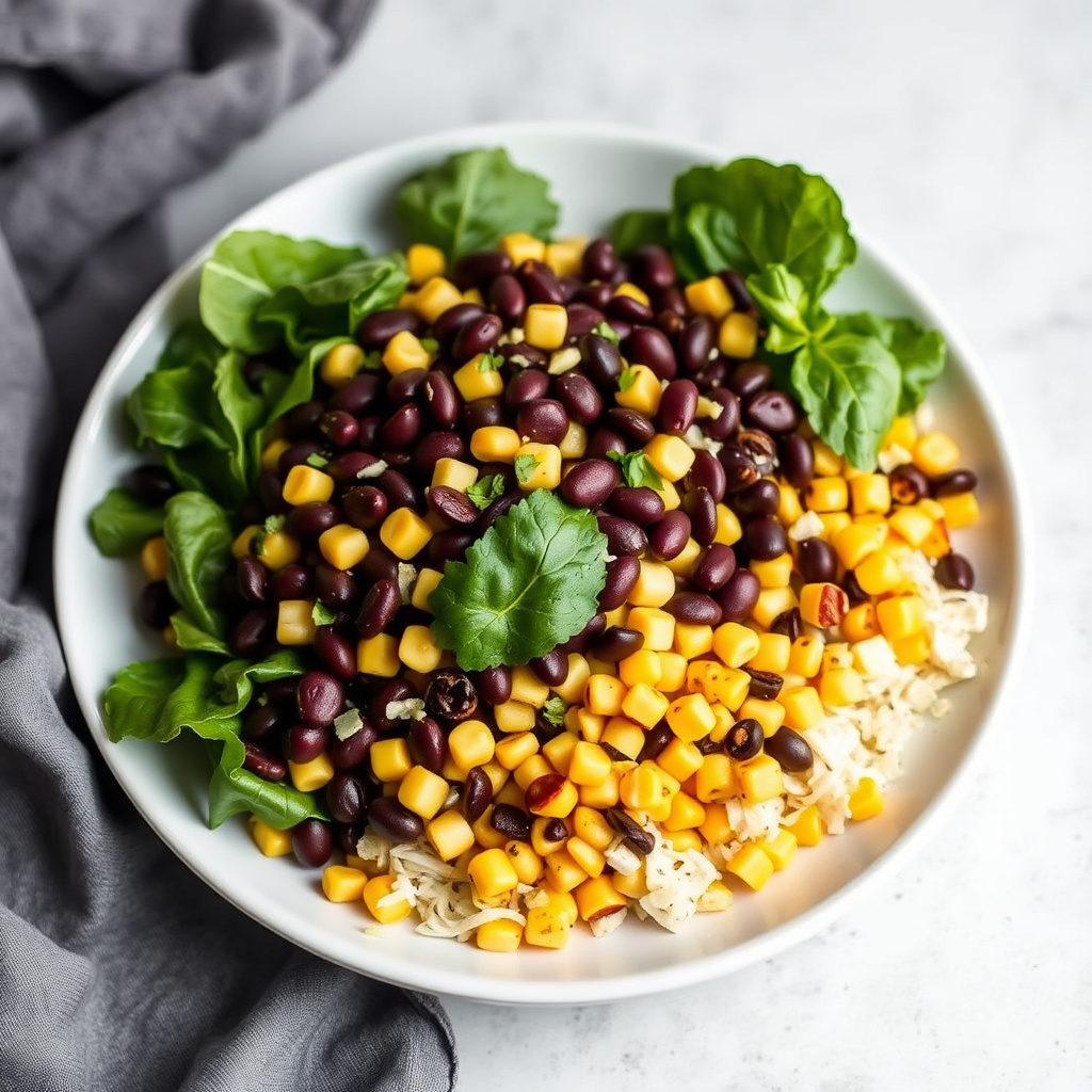 Sorte bønner- og ristet mais-salat