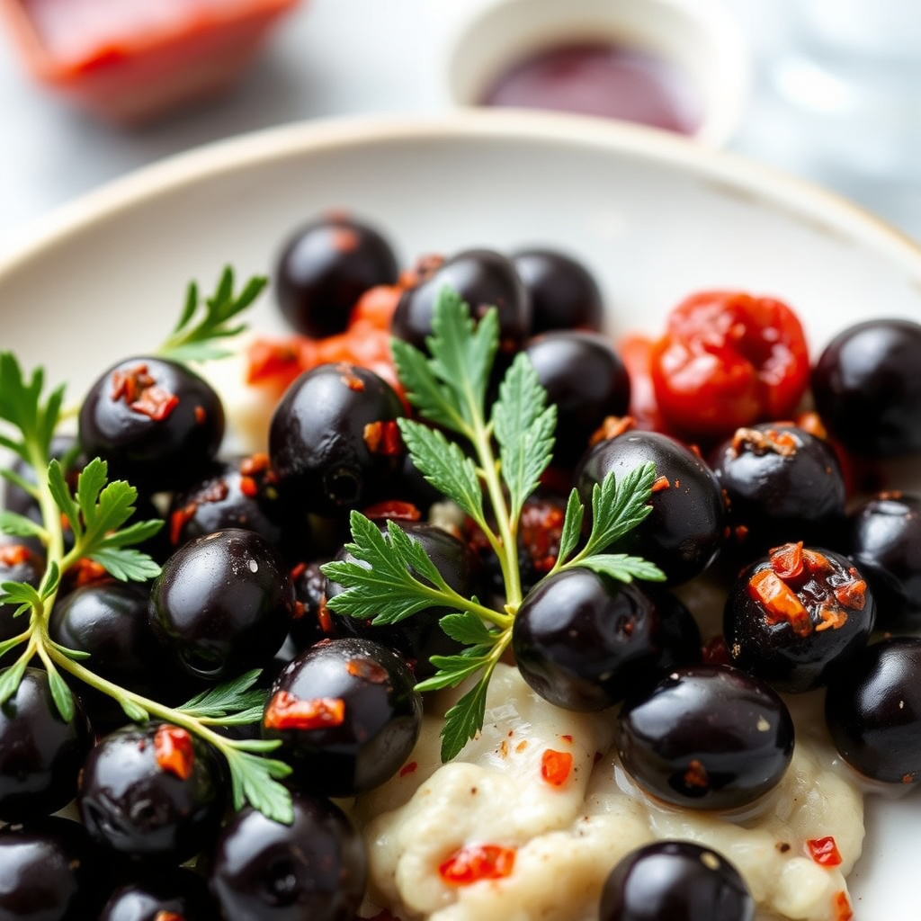 Svarte oliven med harissa