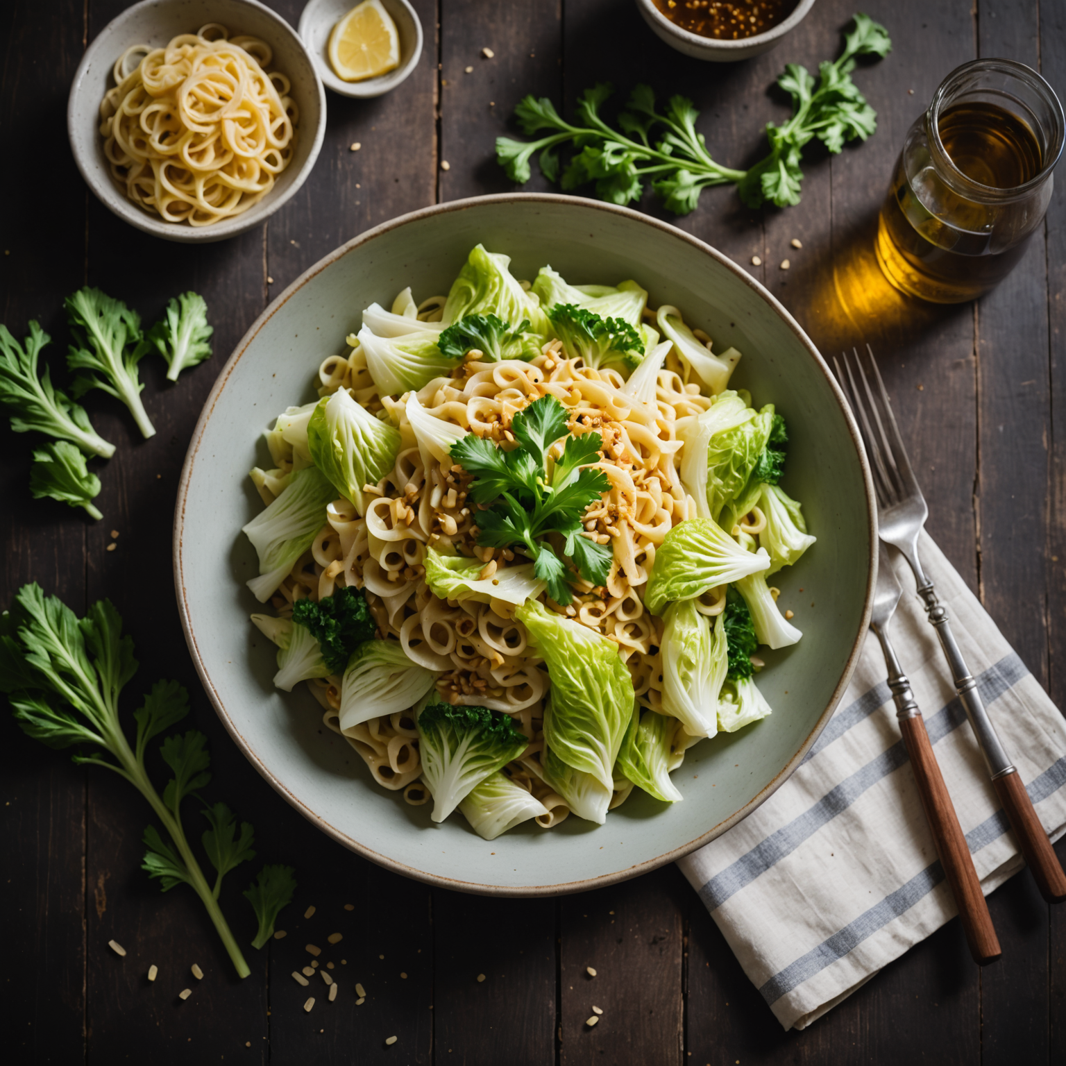 Søt kinakål med pasta