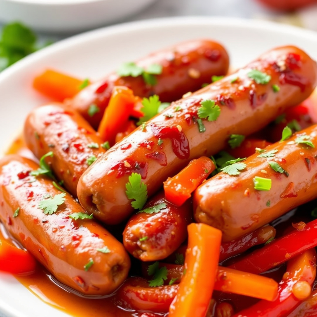 Søt og salt italiensk pølse med paprika