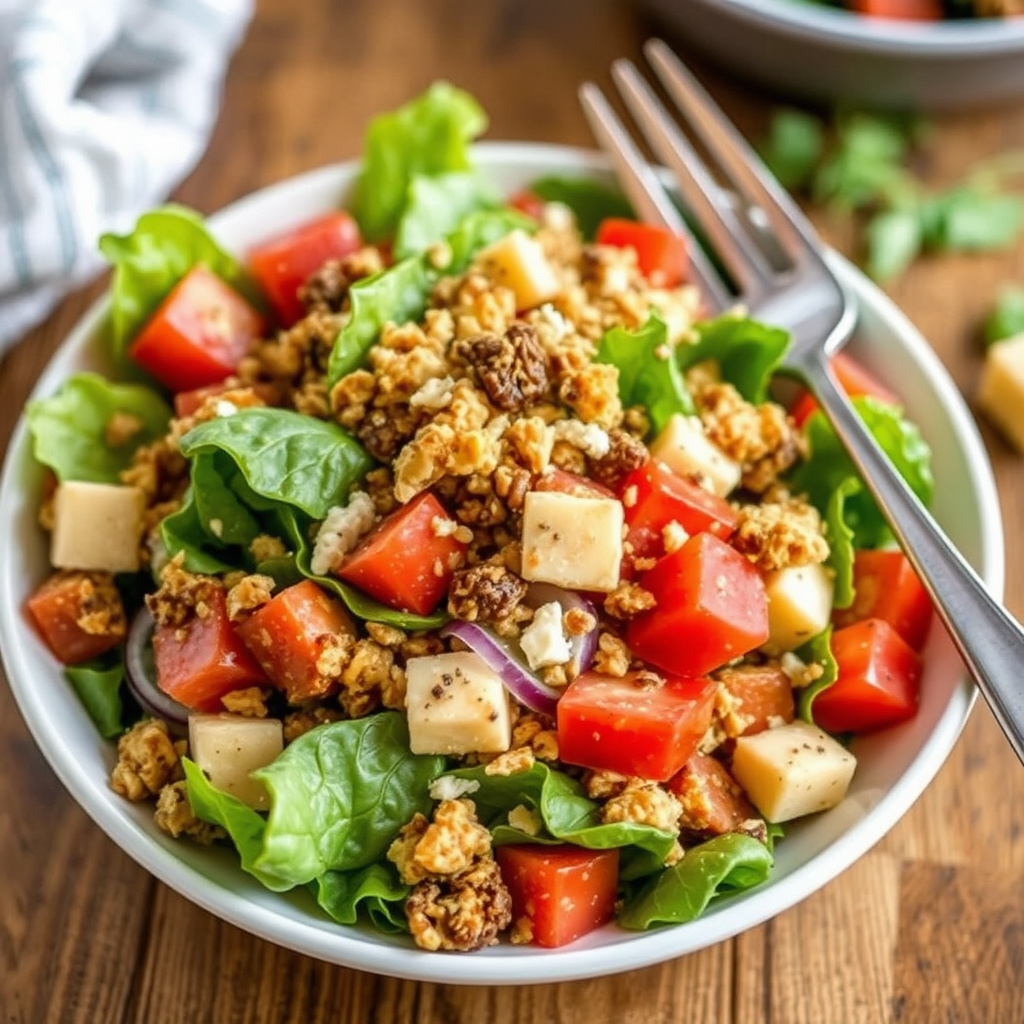 Søt og sprø sommersalat med karamelliserte mandler