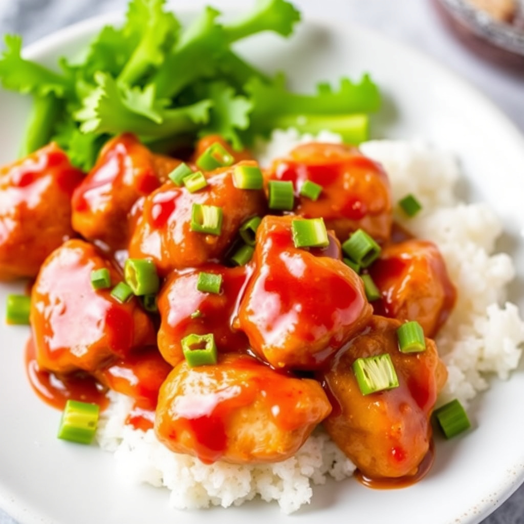 Søt Sriracha-kylling med appelsinmarmelade