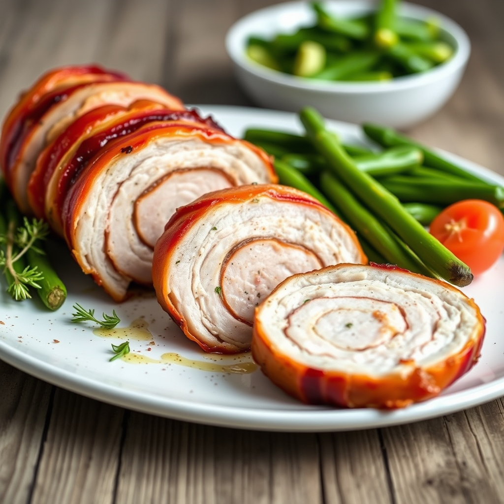 Søt svinefilet innpakket i bacon