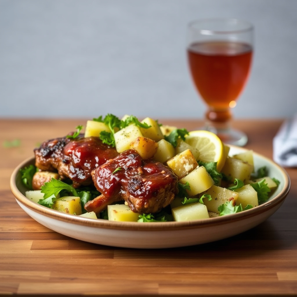 Søte te-ribs med sitronpotetsalat