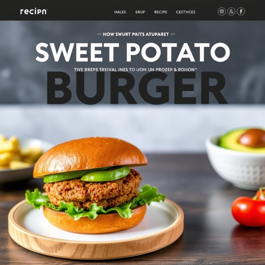 Vegetarburger med søtpotet og avokado