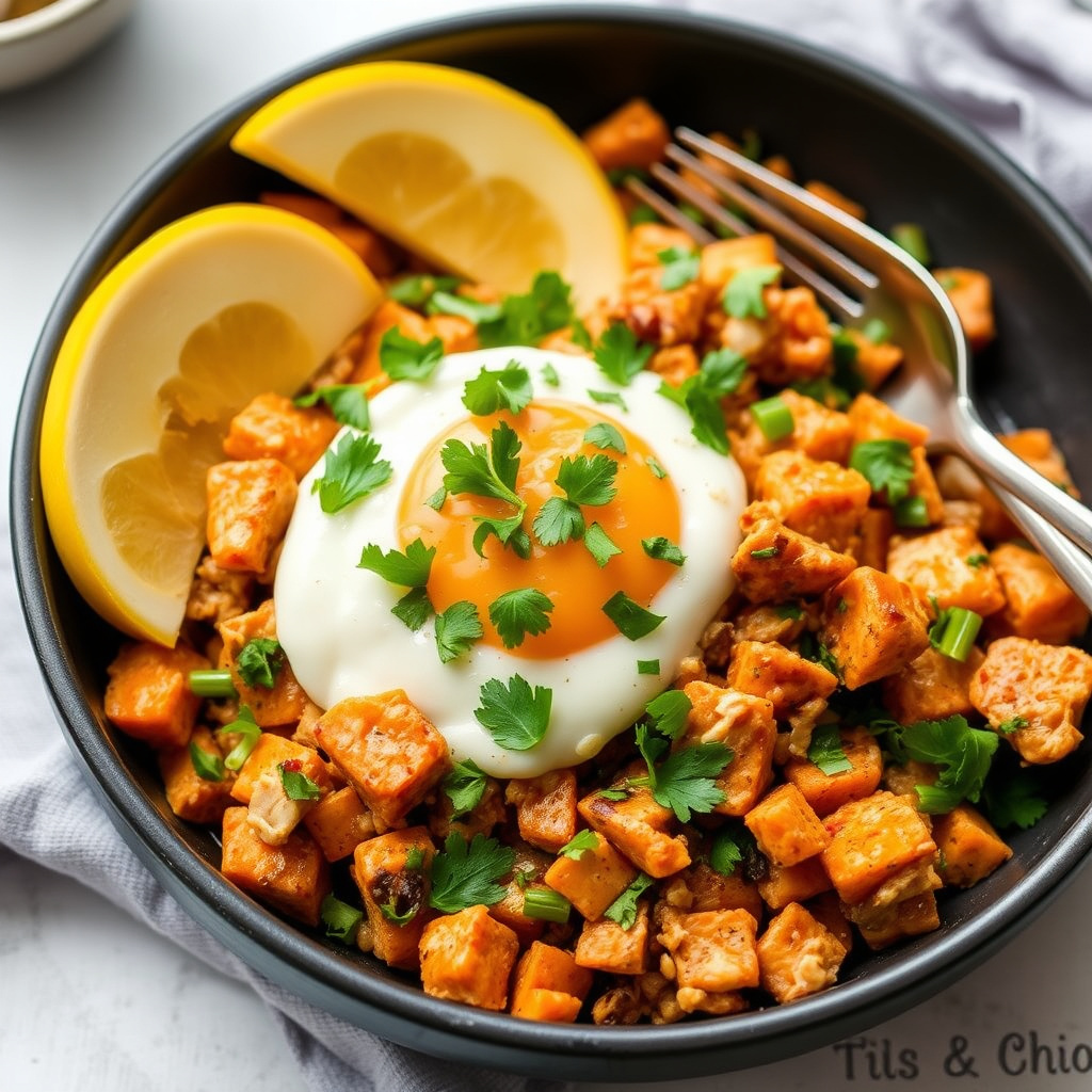 Søtpotet- og kyllingfrokosthash