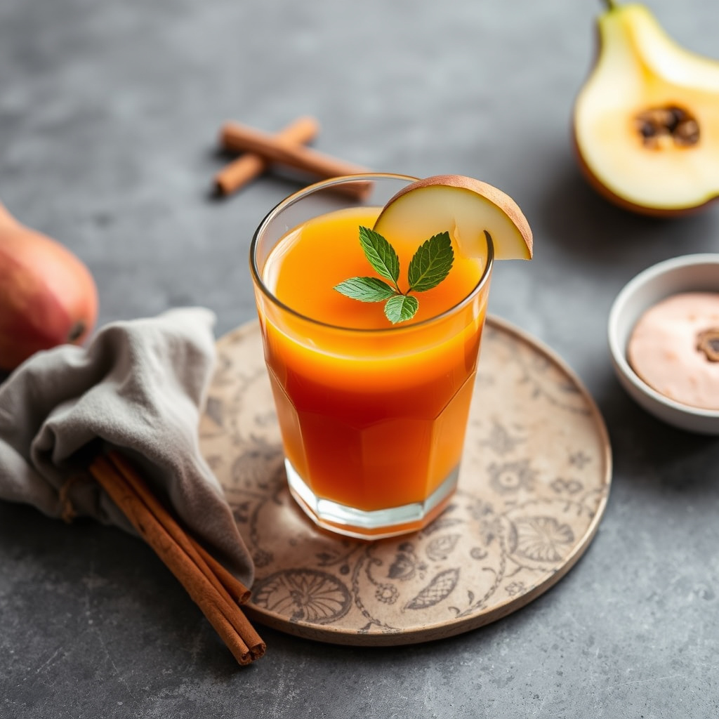 Søtpotet- og pærejuice med kanel