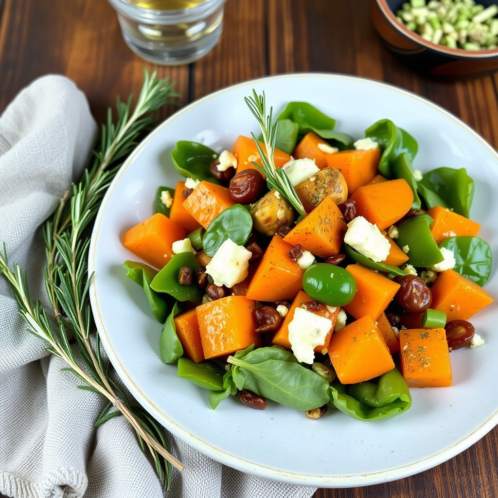 Søtpotet- og poblano-salat med honning og rosmarin