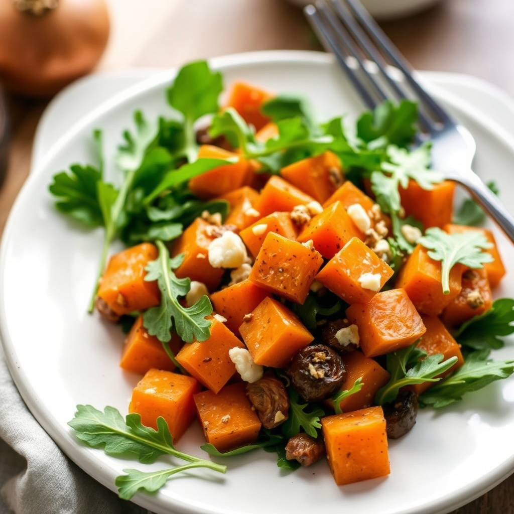 Søtpotet- og ruccolasalat med parmesan
