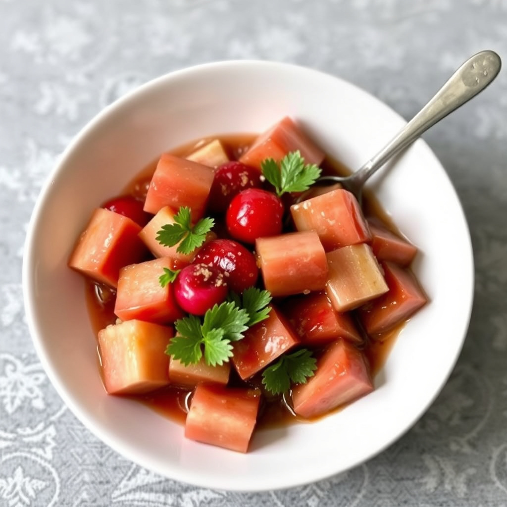 Søt og syrlig rabarbrakompott