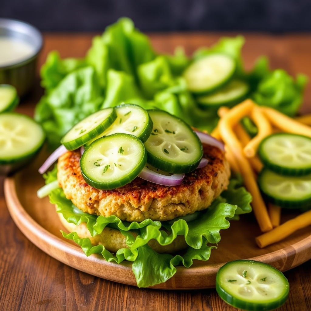 Southeast Asian Style Turkey Burgers with Pickled Cucumbers