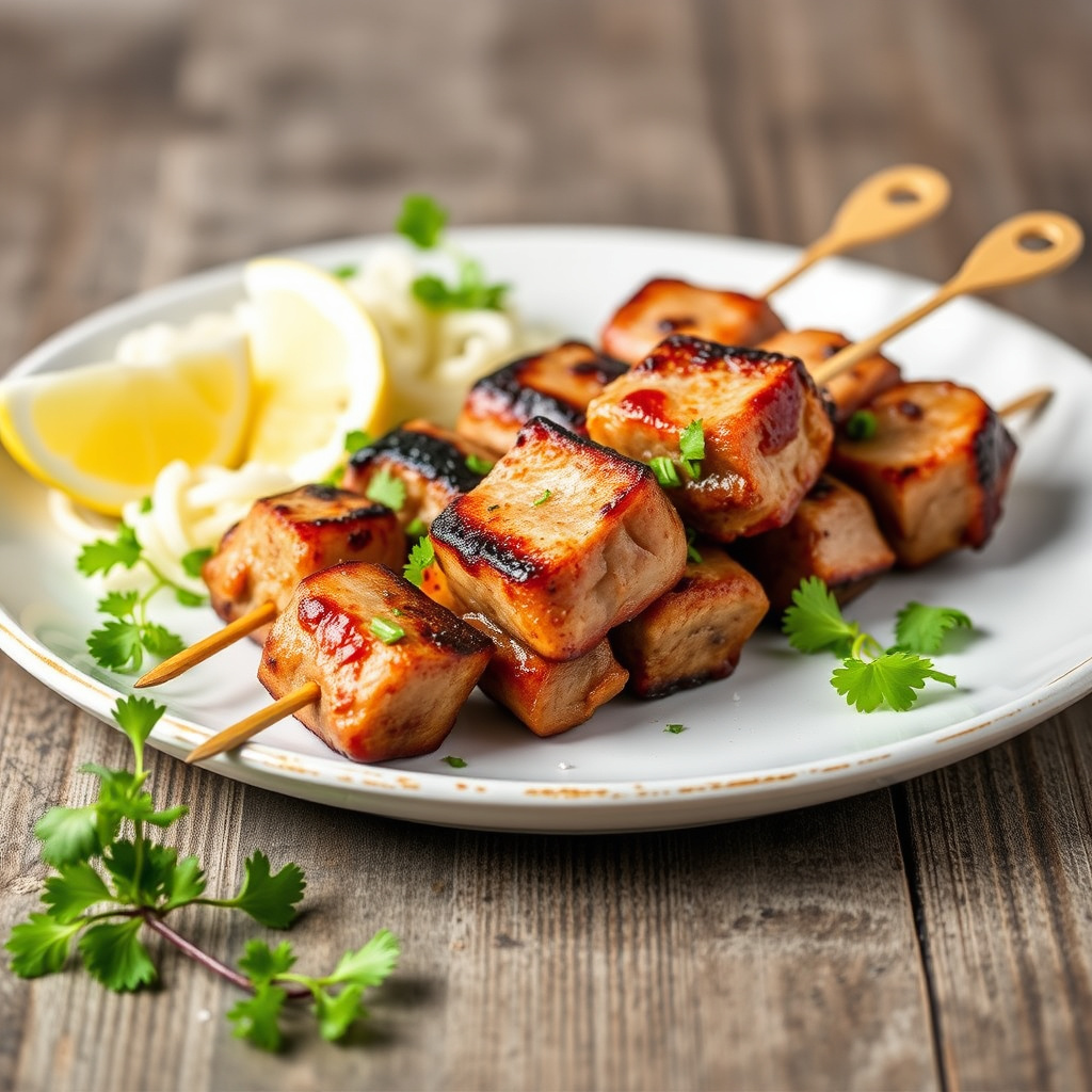 Souvlaki -- Små spyd av svinekjøtt