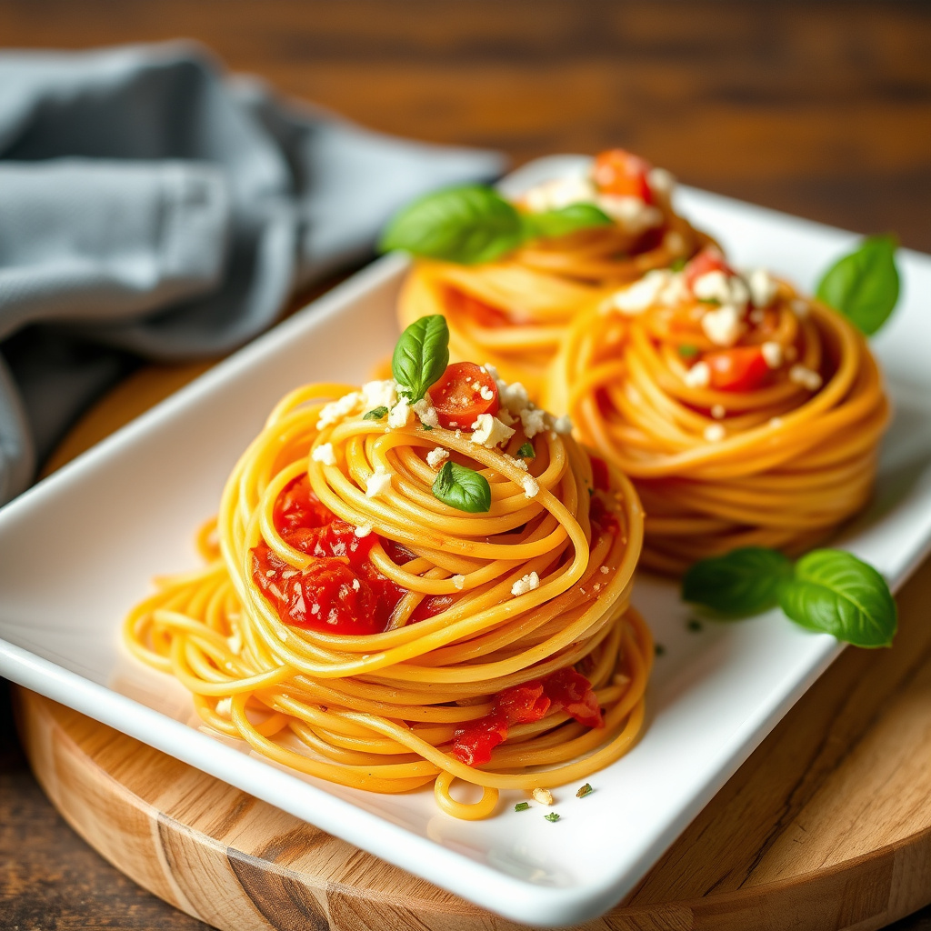 Spaghettinester med spinat og mozzarella