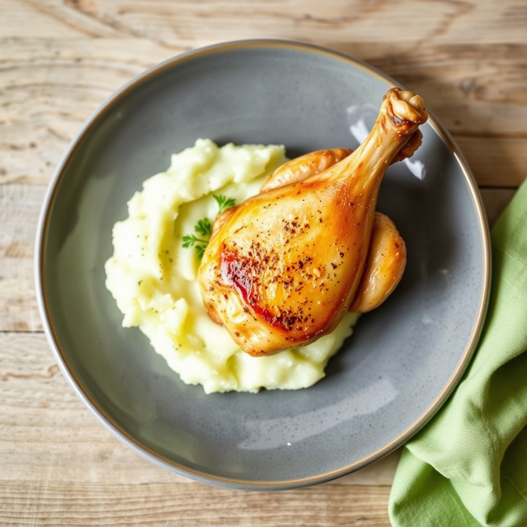 Spatchcocket Cornish game hen med potetmos