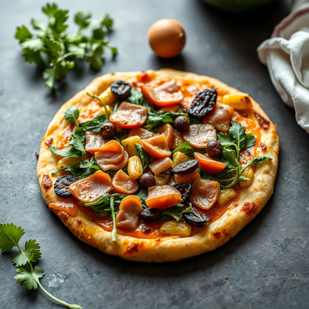 Speck- og sennepsbladpizza