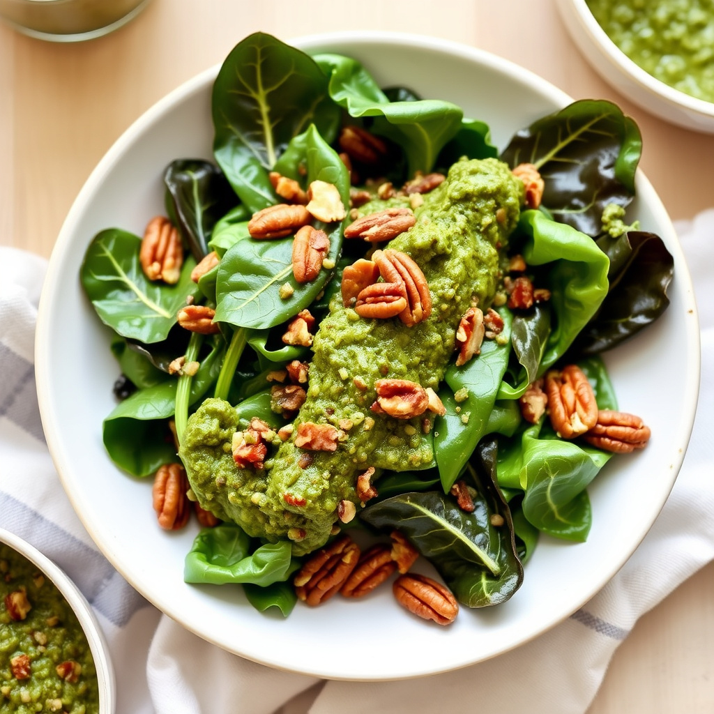 Spenat- og pekannøttpesto