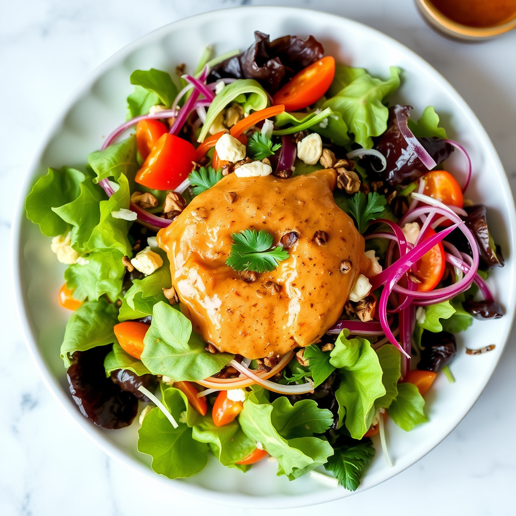 Krydret salat med sambaldressing og fisk