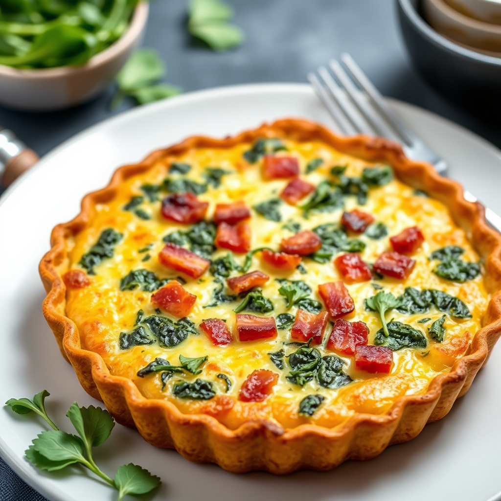Spinat- og baconpai