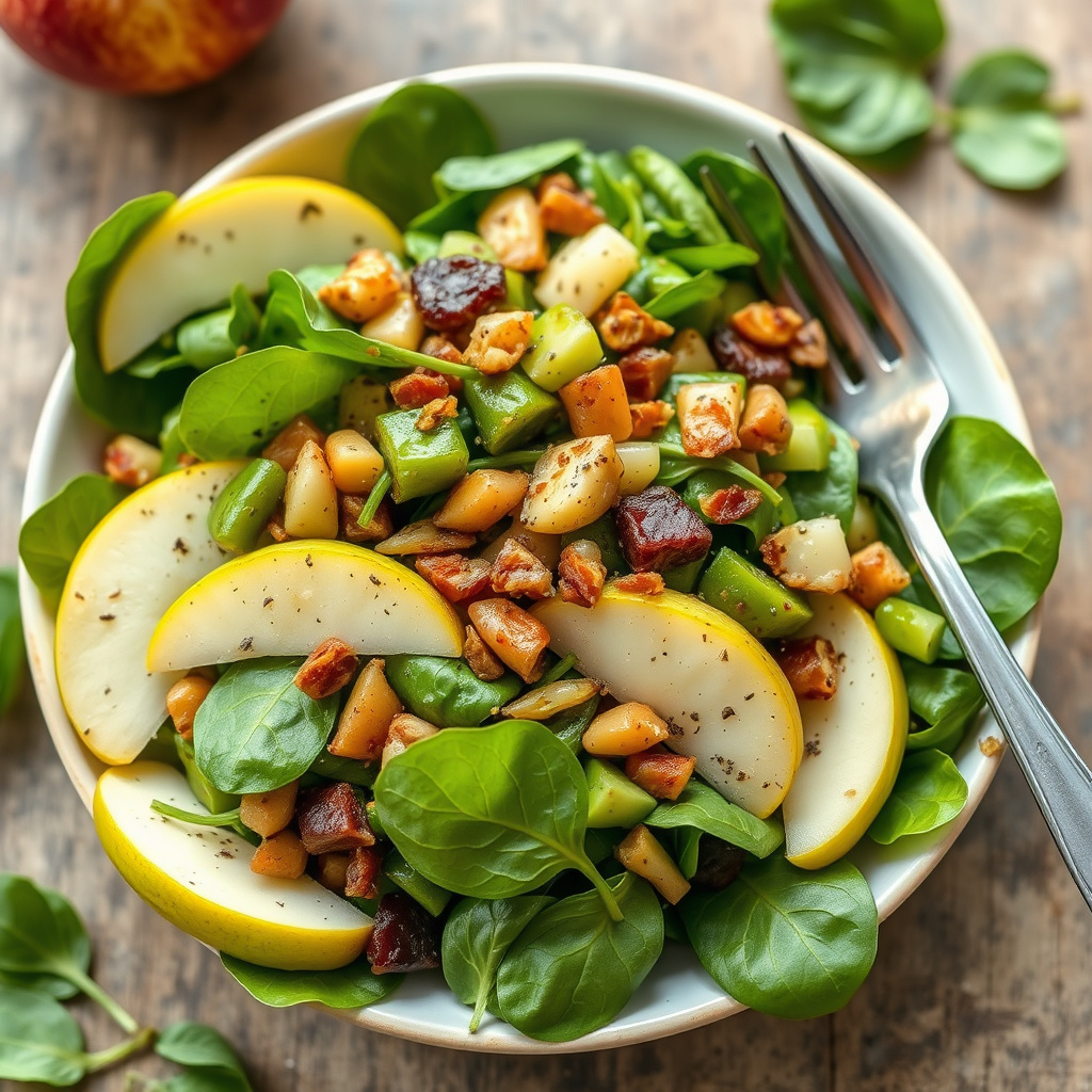 Spinat- og grønn eplesalat