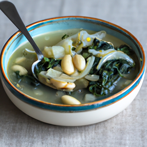 Spinat- og purresuppe med hvite bønner